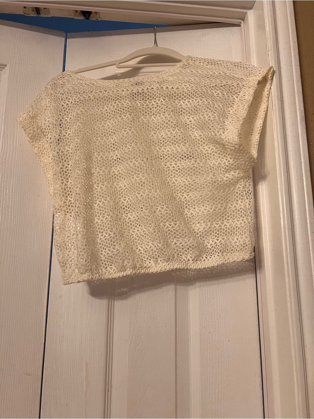 No Boundaries Open-Knit Boxy Top in Cream